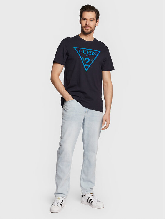 Guess Guess T-Shirt Reflective Logo M3GI44 K9RM1 Σκούρο μπλε Slim Fit