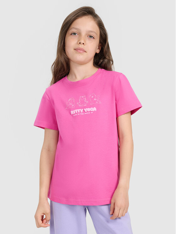 4F 4F T-Shirt KITTY JOGA Różowy Regular Fit