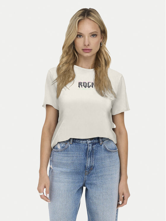 ONLY ONLY T-Shirt Lucy 15307412 Κρεμ Regular Fit