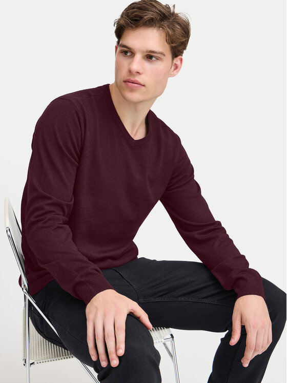 Blend Blend Sweter 20717955 Bordowy Regular Fit