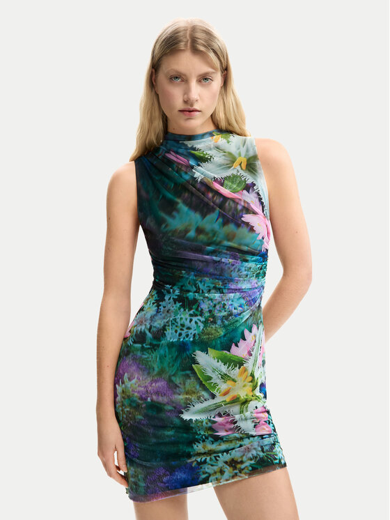 Desigual Desigual Vasaras kleita Carrington 26SWVK40 Zaļš Slim Fit