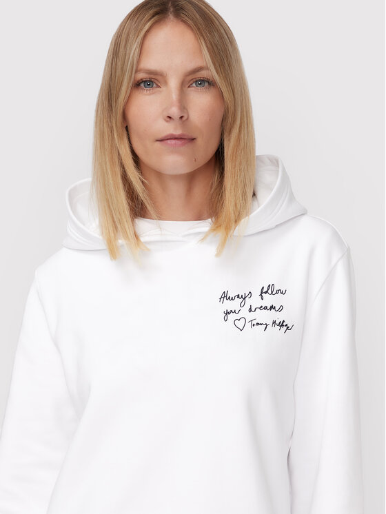 Tommy Hilfiger Tommy Hilfiger Bluza Slogan WW0WW35604 Biały Relaxed Fit
