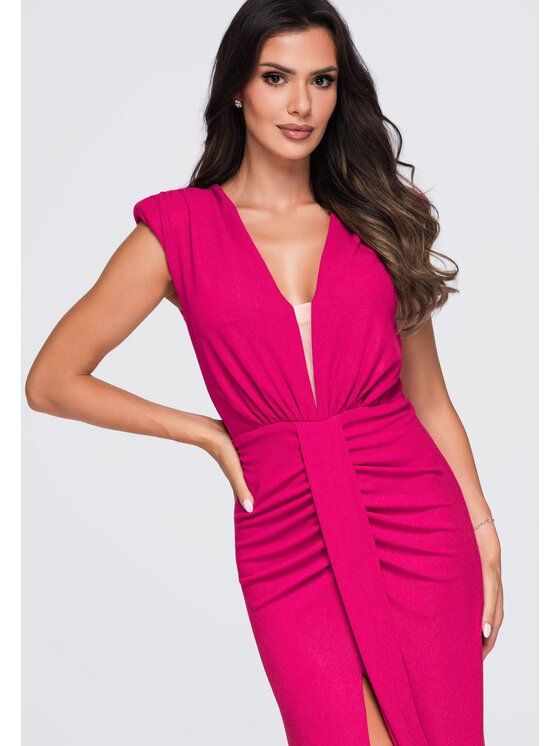 Ombre Ombre Sukienka wieczorowa LA-OM-DLR412 Różowy Slim Fit