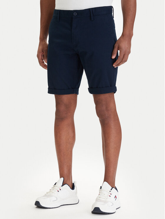 Tommy Jeans Pantalon scurți din material Scanton DM0DM22852 Bleumarin Slim Fit