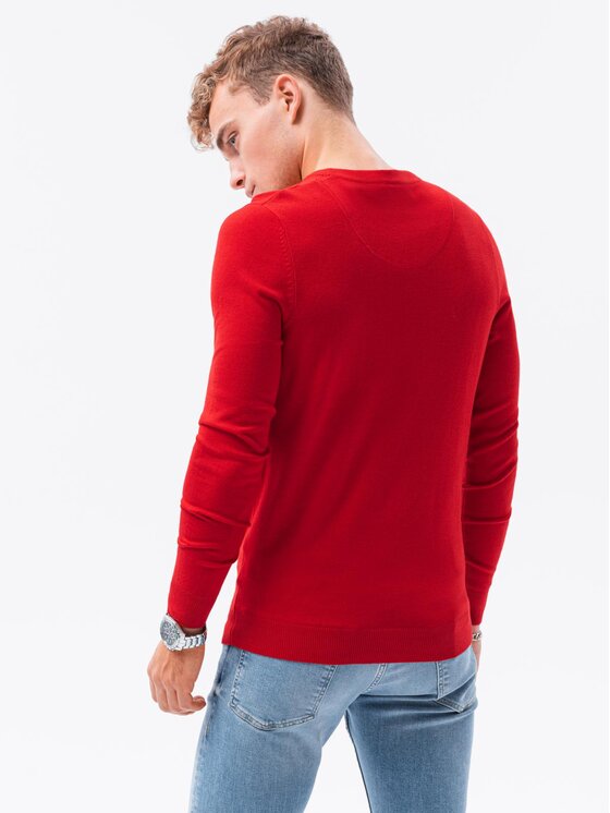 Ombre Ombre Sweter OM-SWBS-0106 Czerwony Regular Fit