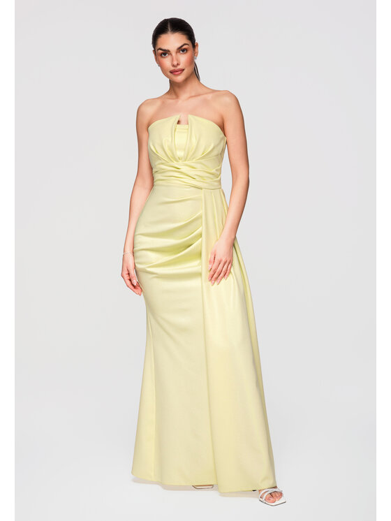 Ombre Ombre Sukienka wieczorowa LA-OM-DLR338 Żółty Slim Fit