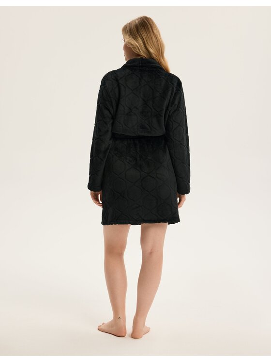 Esotiq Esotiq Szlafrok 43932 Czarny Regular Fit