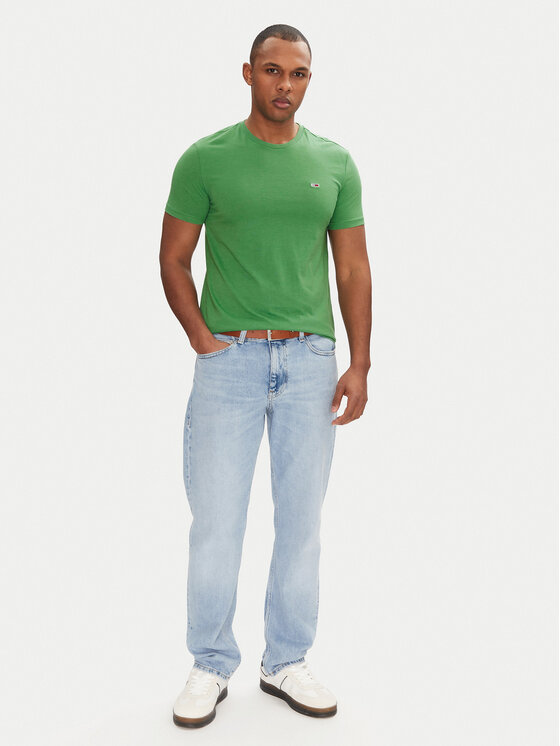 Tommy Jeans Tommy Jeans Majica Jaspe DM0DM20363 Zelena Slim Fit