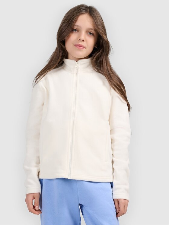 4F 4F Felpa di pile 4FJRSS26TFLEF507-11S Bianco Regular Fit