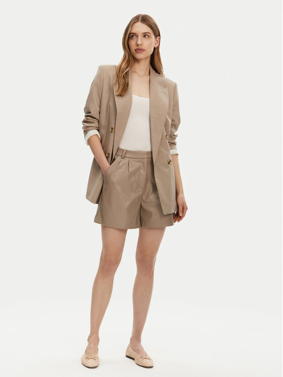 ONLY ONLY Šortky z imitácie kože Saramy 15338008 Béžová Regular Fit