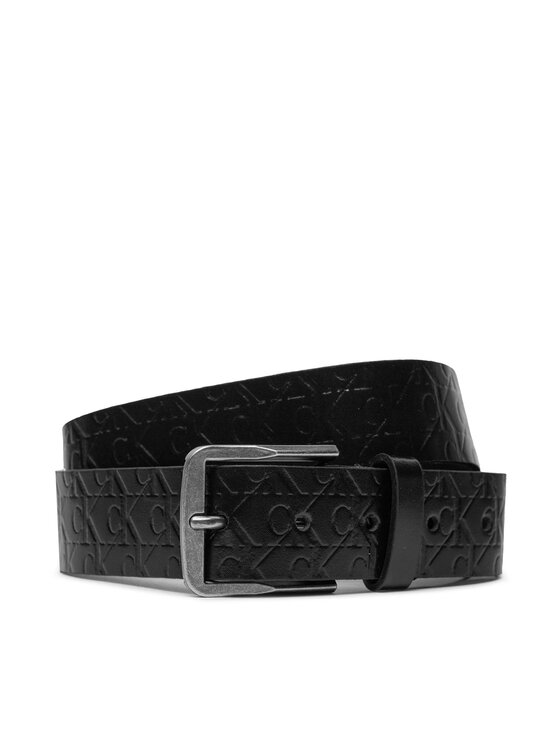 Calvin Klein Moški Pas Classic Flat Lthr Belt 35Mm Aop K50K511518 Črna