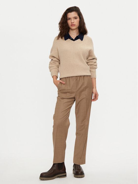 Weekend Max Mara Weekend Max Mara Hlače iz tkanine Hateley 2425136052 Bež Regular Fit