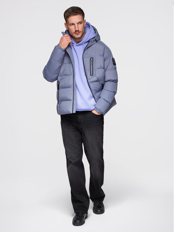 Ombre Ombre Kurtka zimowa OM-JAHP-0302 Fioletowy Regular Fit