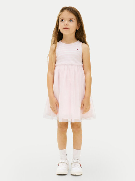 Tommy Hilfiger Rochie de vară KG0KG09156 Roz deschis Regular Fit