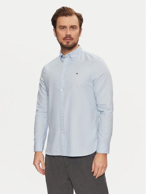Tommy Hilfiger Tommy Hilfiger Camicia Flex Dobby MW0MW37578 Celeste Slim Fit