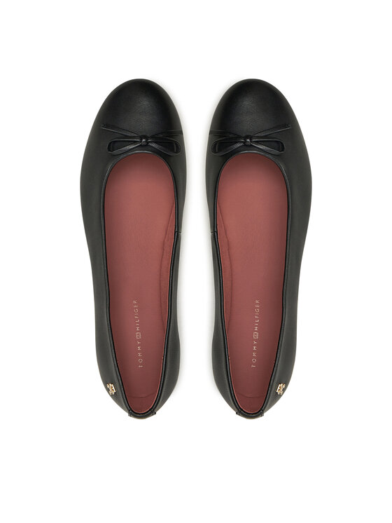 Tommy Hilfiger Tommy Hilfiger Ballerine Ballerina Leather Flat Bow FW0FW08359 Nero
