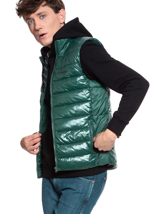 Wrangler Wrangler Smanicato PUFFER VEST Verde Regular Fit
