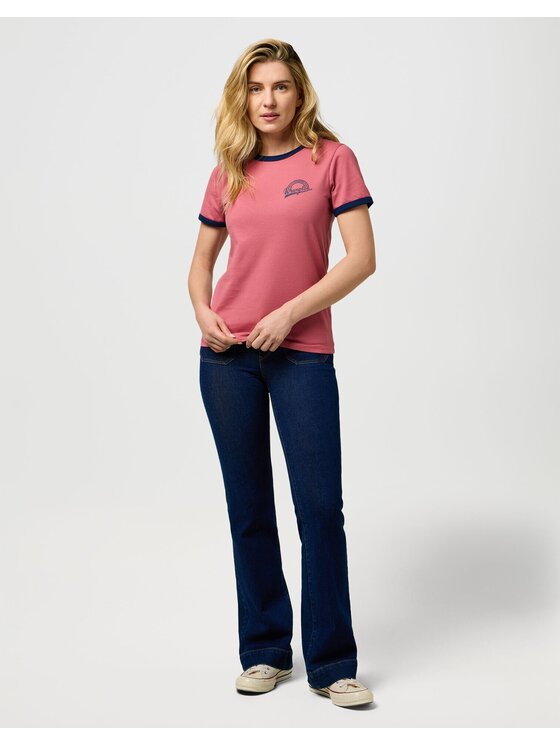 Wrangler Wrangler T-shirt RINGER TEE Rosa Slim Fit