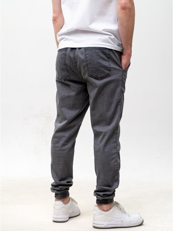 Urban City Urban City Joggery Elastyczne na gumce dzins sznurki 131433 Szary Regular Fit