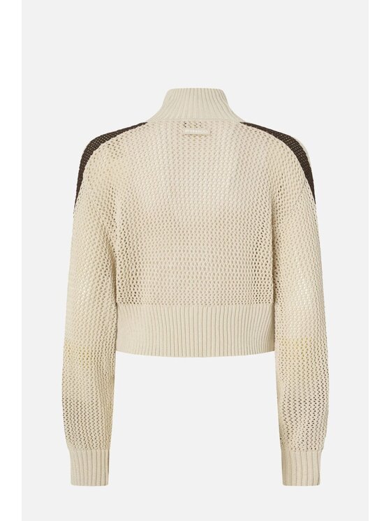 PINKO PINKO Πουλόβερ rozpinany Spazio Felpa Κρεμ Cropped Fit