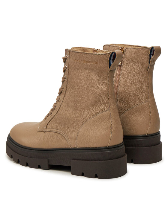 Tommy Hilfiger Tommy Hilfiger Μποτάκια Bicolor Leather Lace-Up FW0FW08160 Μπεζ