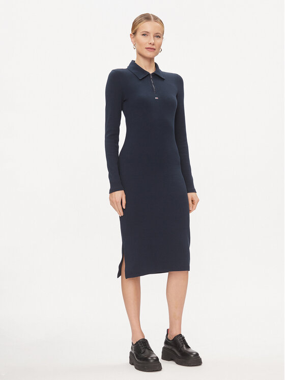 Tommy Jeans Tommy Jeans Rochie de zi DW0DW17259 Bleumarin Slim Fit
