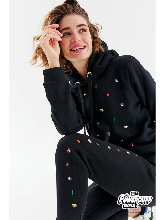NAOKO NAOKO Teplákové kalhoty Powerpuff Girls Černá Regular Fit
