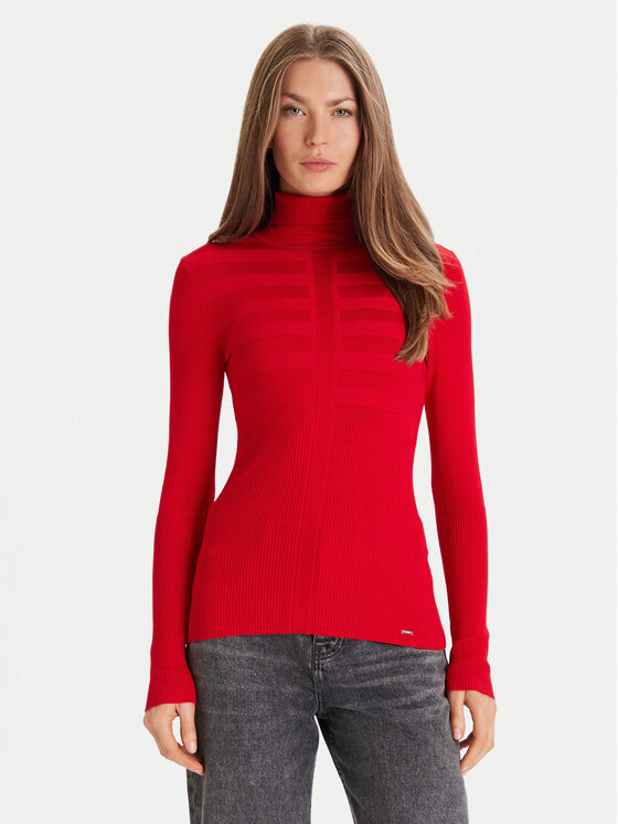 Morgan Morgan Rollkragenpullover 132-MENTOS.M Rot Slim Fit