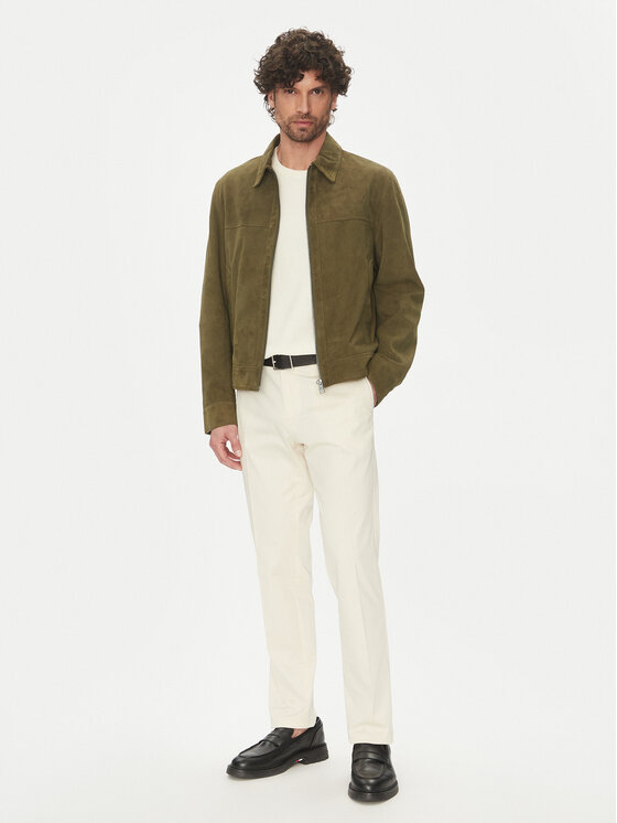BOSS BOSS Bőrkabát H-Malbano5 50528014 Zöld Regular Fit