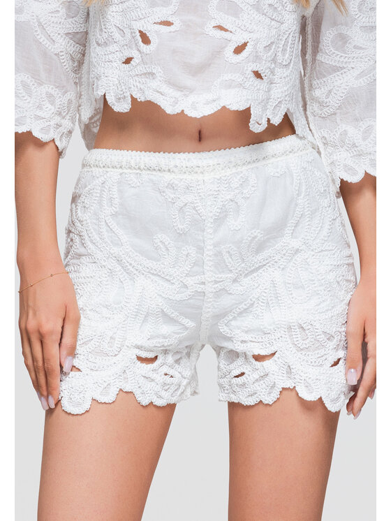 Ombre Ombre Szorty materiałowe OW-ST-E0024 Biały Relaxed Fit