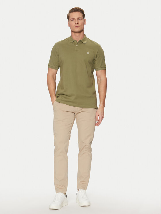 Marc O'Polo Marc O'Polo Тениска с яка и копчета B21223053092 Каки Regular Fit