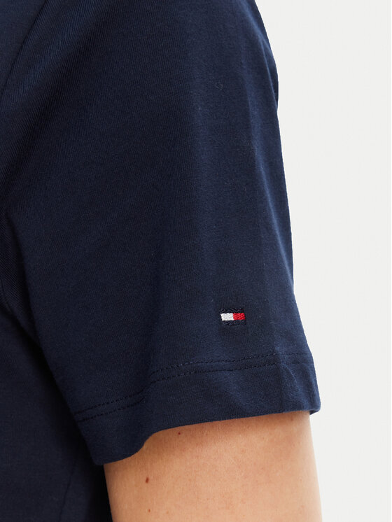 Tommy Hilfiger Tommy Hilfiger T-Shirt Script WW0WW47210 Granatowy Regular Fit