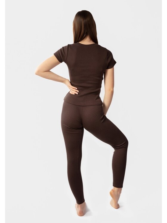DKaren Sport DKaren Sport Komplet bluzka i spodnie Halima Brązowy Slim Fit