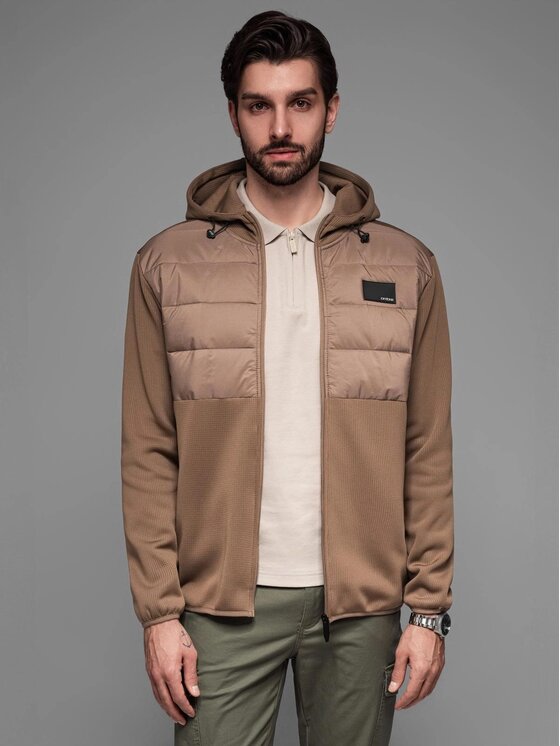 Ombre Ombre Kurtka przejściowa OM-JANP-0160 Brązowy Regular Fit