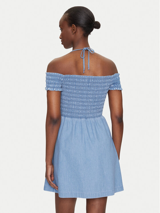 Tommy Jeans Tommy Jeans Rochie de vară DW0DW20677 Albastru Regular Fit