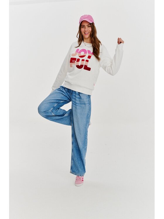 NAOKO NAOKO Mikina Joyful Biela Regular Fit