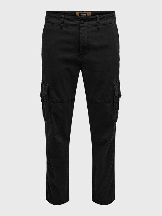 Only & Sons Only & Sons Auduma bikses 22025431 Melns Tapered Fit