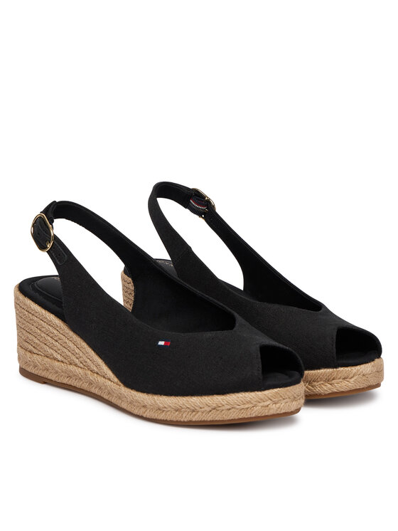 Tommy Hilfiger Tommy Hilfiger Espadrilles Mid Wedge Espad Slingback FW0FW09228 Schwarz