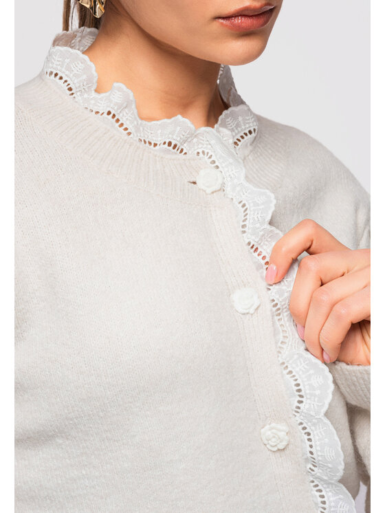 Ombre Ombre Sweter OW-SWCD-0110 Beżowy Regular Fit