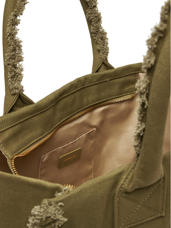 PINKO PINKO Torba BEACH SHOPPING CANVAS RICICLATO Zielony