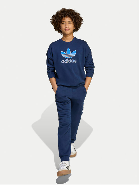adidas adidas Majica dugih rukava Trefoil JV8572 Tamnoplava Loose Fit