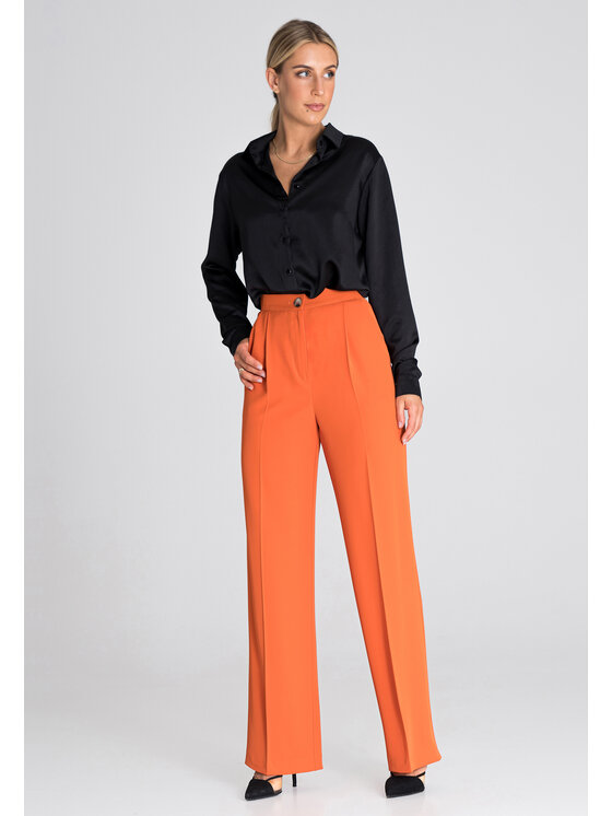 FIGL FIGL Spodnie damskie M949 Pomarańczowy Regular Fit