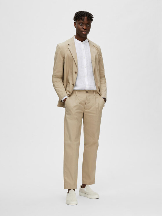 Selected Homme Selected Homme Chinosy 16088515 Beżowy Regular Fit