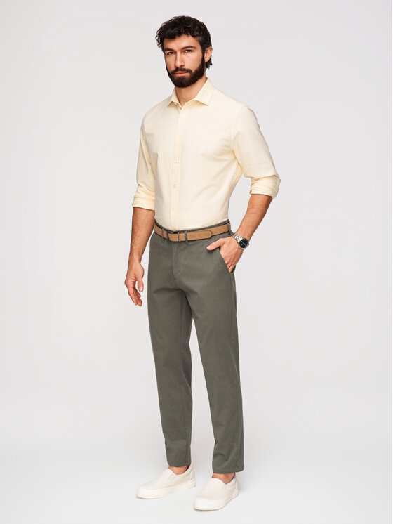 Ombre Ombre Chinosy OM-PACP-0293 Khaki Chino Fit