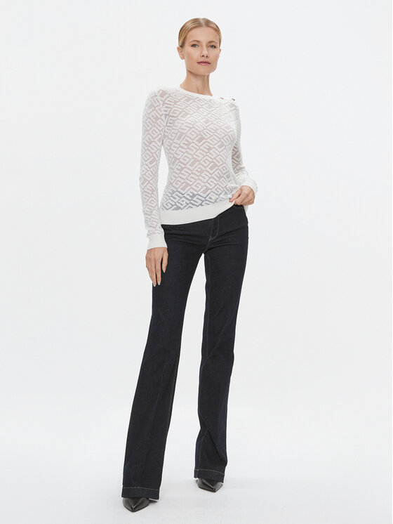 Guess Guess Pulover W4RR28 Z3C90 Alb Slim Fit