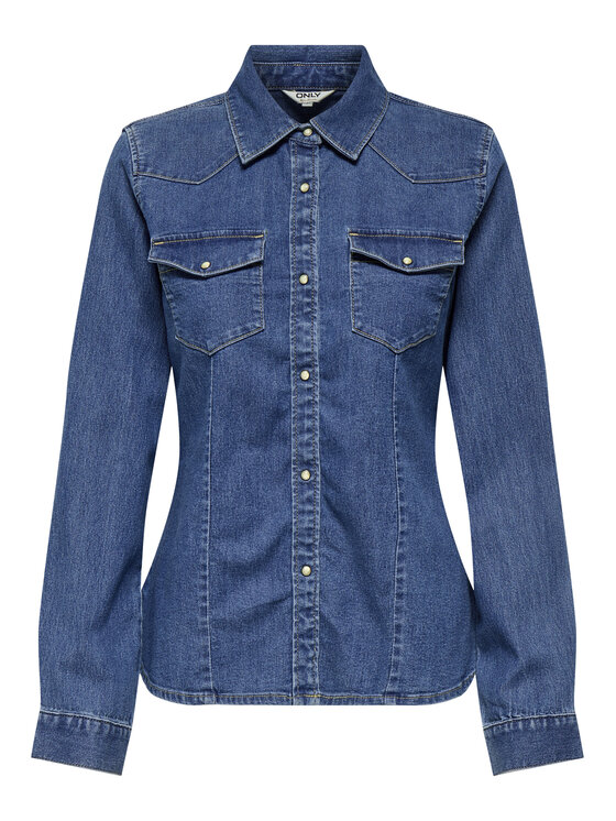 ONLY ONLY džínsová košeľa Sasia 15352339 Modrá Slim Fit