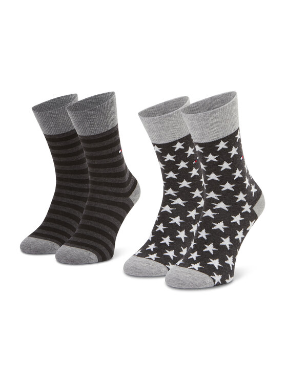 Tommy Hilfiger Tommy Hilfiger Súprava 2 párov vysokých ponožiek unisex 100000816 Sivá