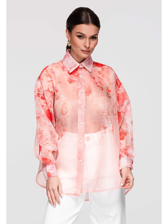 Ombre Ombre Koszula OW-SH-E0028 Różowy Oversize
