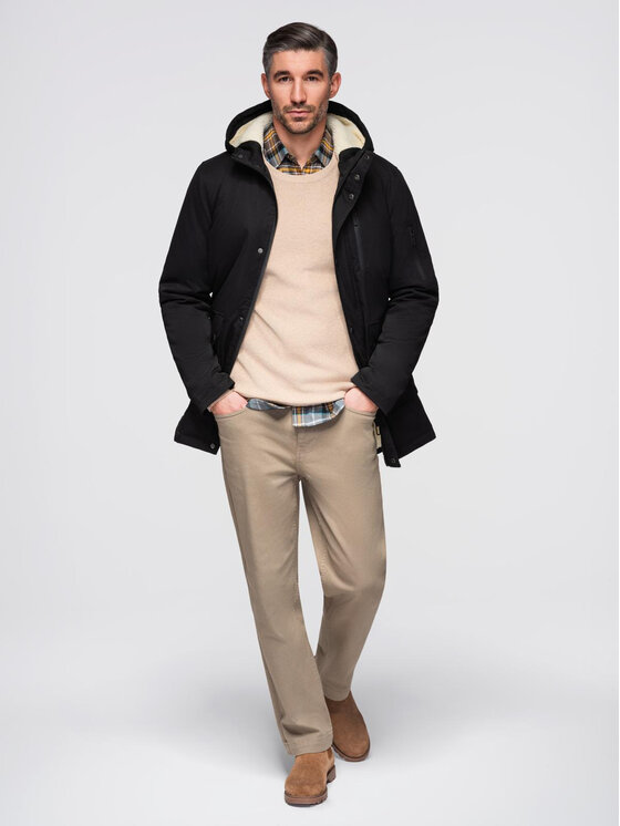 Ombre Ombre Parka OM-JAPJ-0316 Czarny Regular Fit