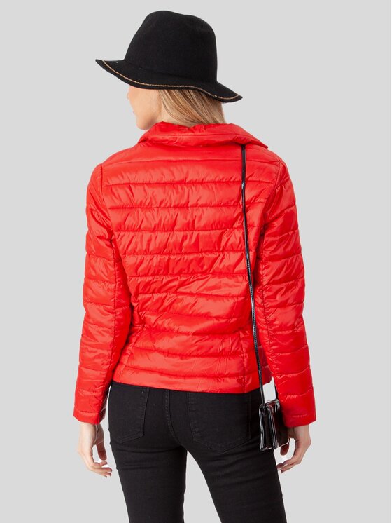 Perso Perso Kurtka przejściowa pikowana z klamerką Czerwony Slim Fit